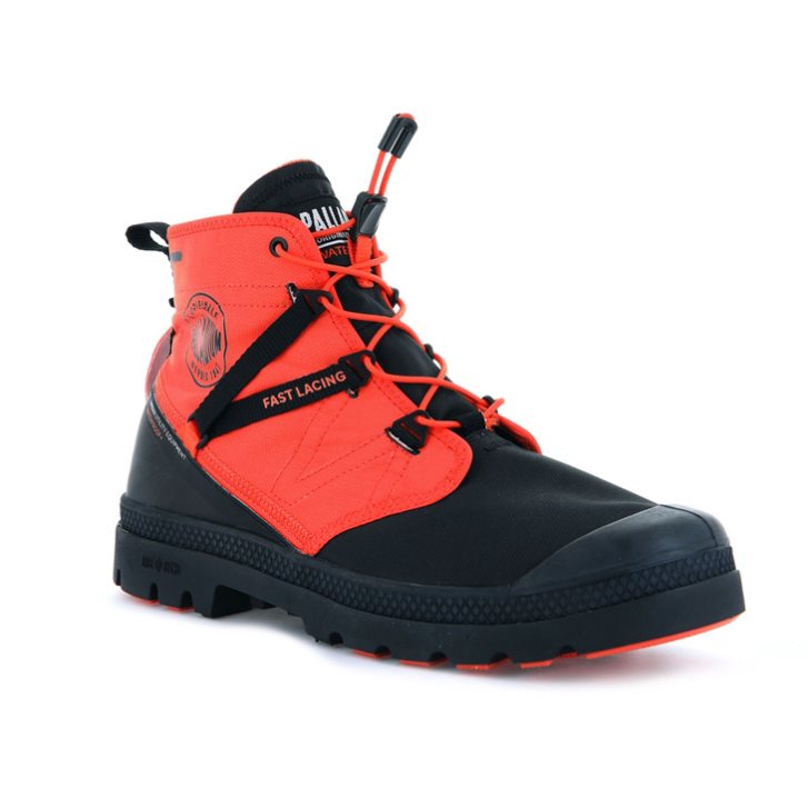 Palladium Pampa Travel Lite+ Waterproof Women's Boots Black / Orange | UK A362-VCU